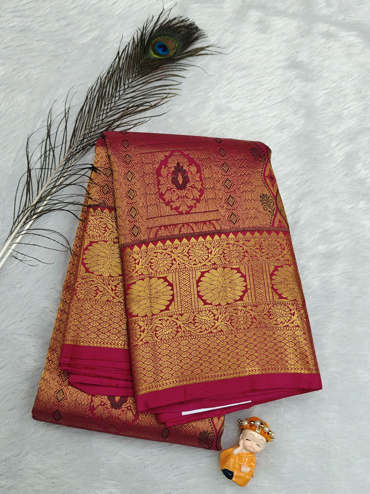 Rani Pink Pure Bridal Silk Saree