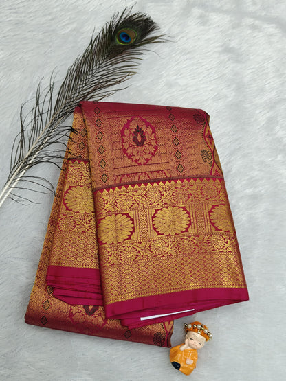 Rani Pink Pure Bridal Silk Saree