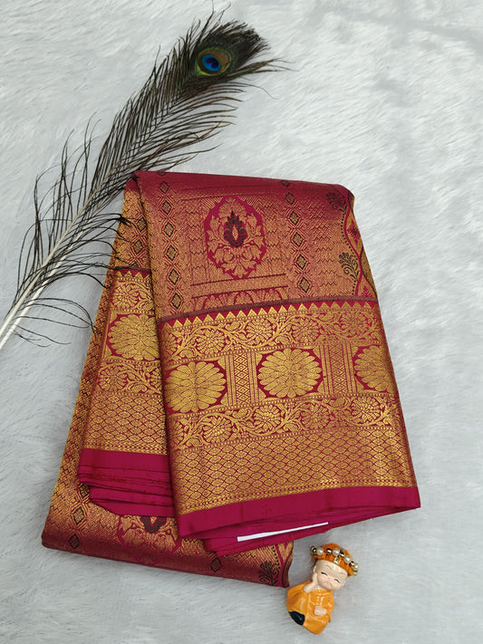Rani Pink Pure Bridal Silk Saree