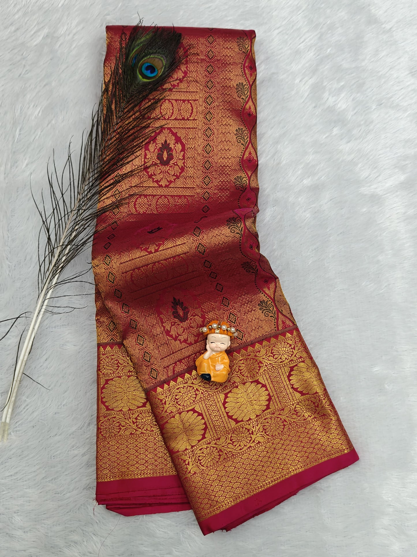 Rani Pink Pure Bridal Silk Saree
