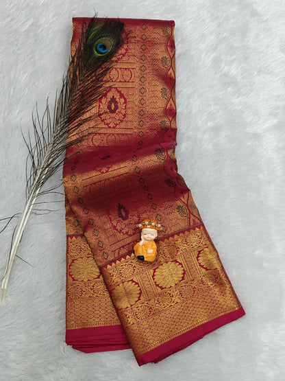 Rani Pink Pure Bridal Silk Saree