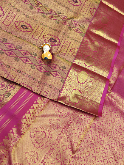 Rani Pink Pure Bridal Silk Saree
