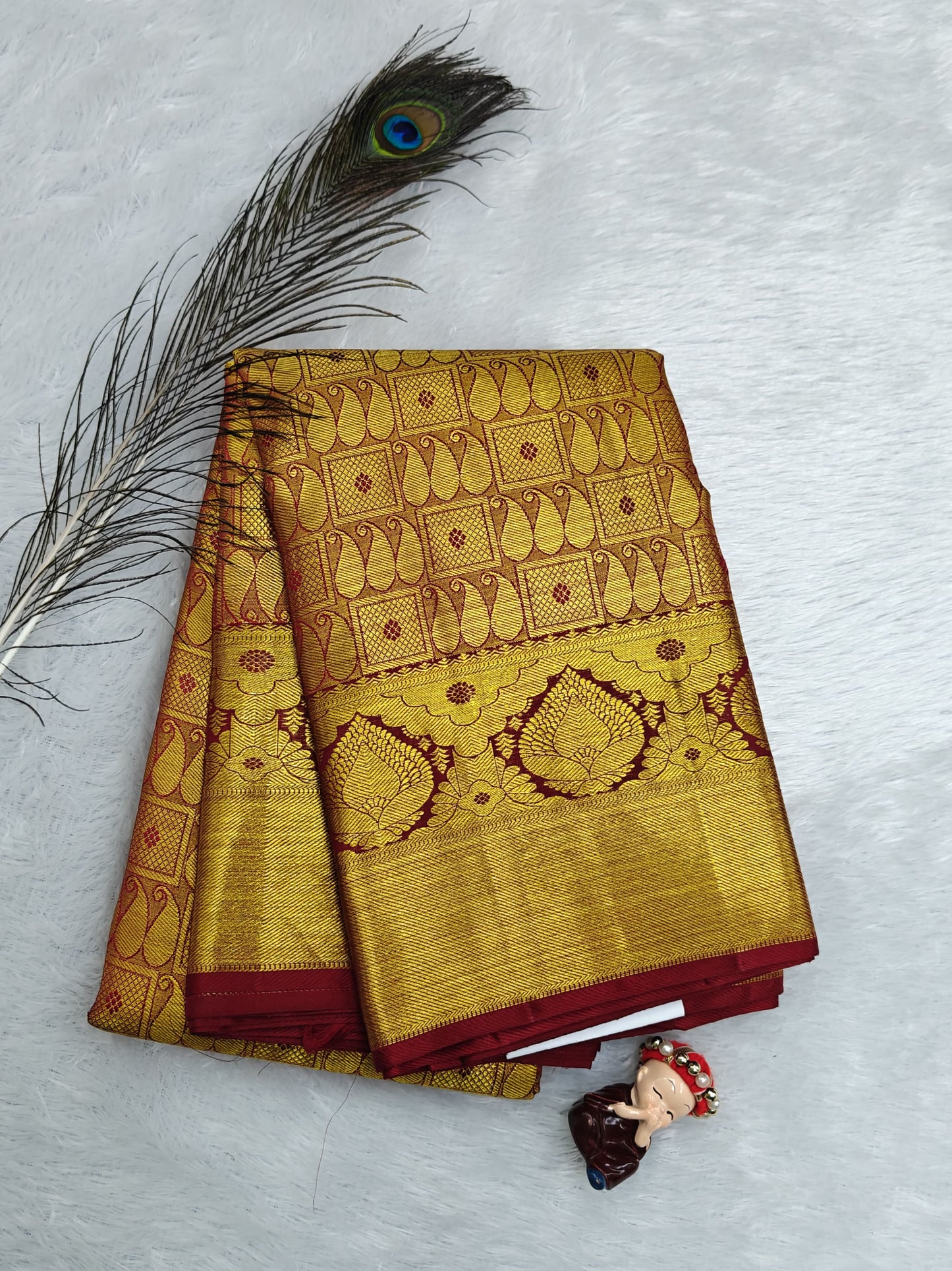 Gold Color Pure Bridal Silk Saree