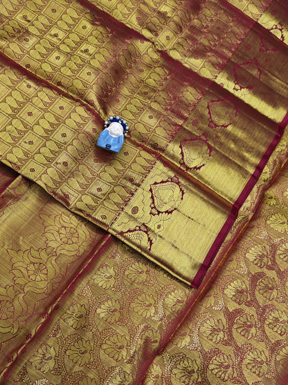 Gold Color Pure Bridal Silk Saree