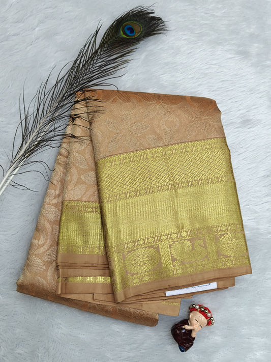 Peach Pure Tissue Silk Saree