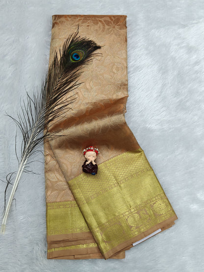Peach Pure Tissue Silk Saree