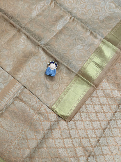 Peach Pure Tissue Silk Saree