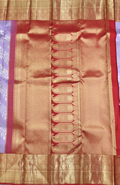 Lavender Pure Bridal Silk Saree