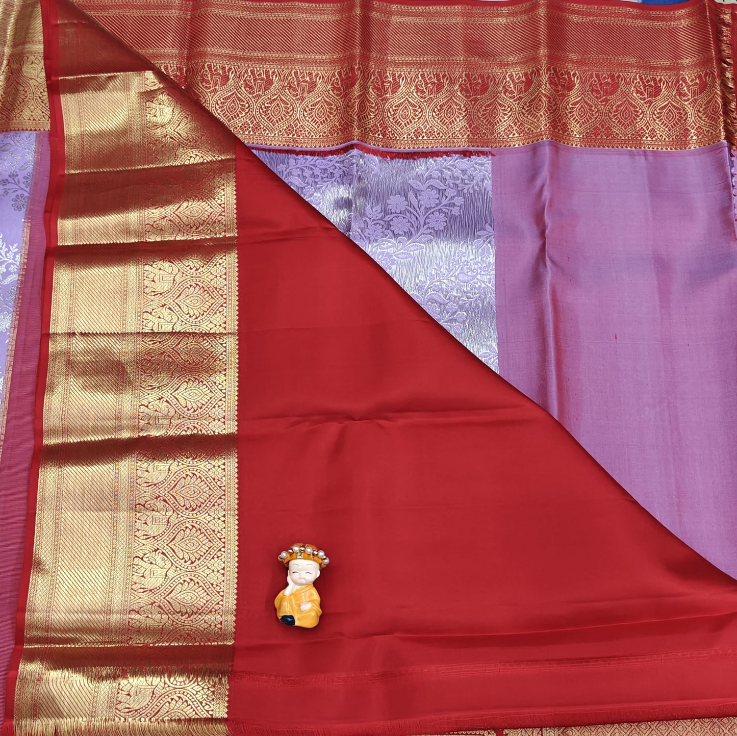 Lavender Pure Bridal Silk Saree