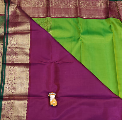 Lite Green Korvai Saree with Rani Pink Border