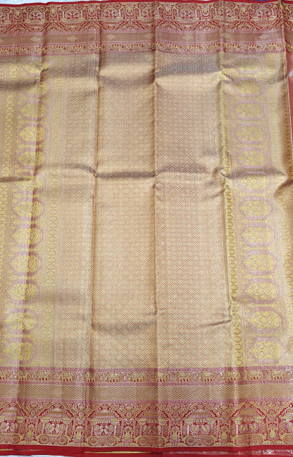 Lemon Yellow Pure Tissue Saree