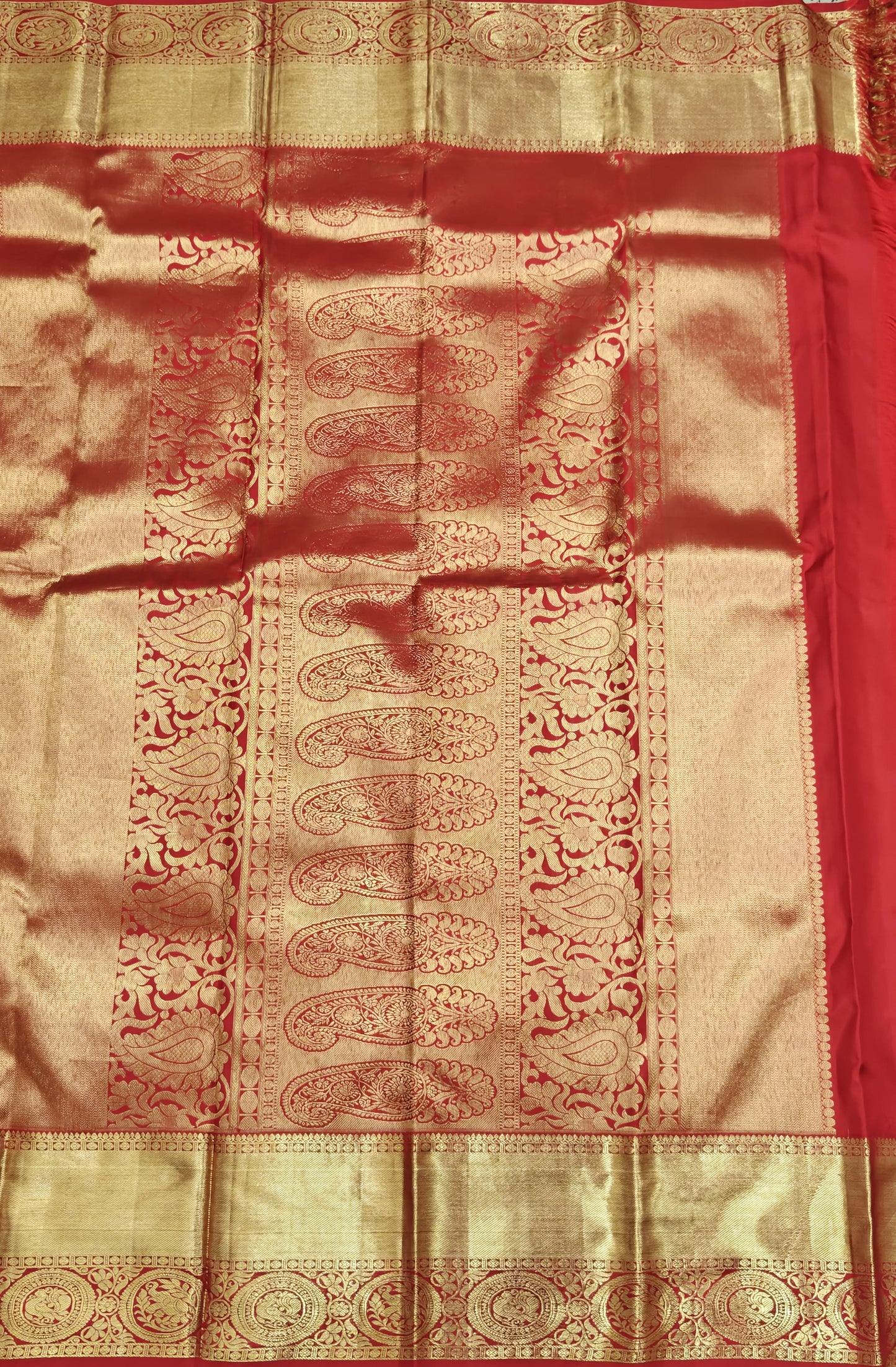 Off-white Korvai Saree with Red Border