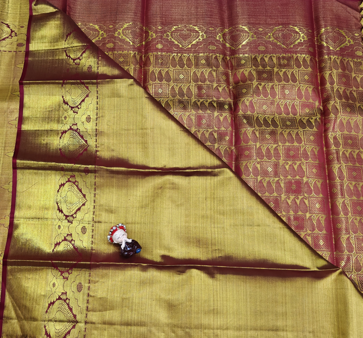 Gold Color Pure Bridal Silk Saree