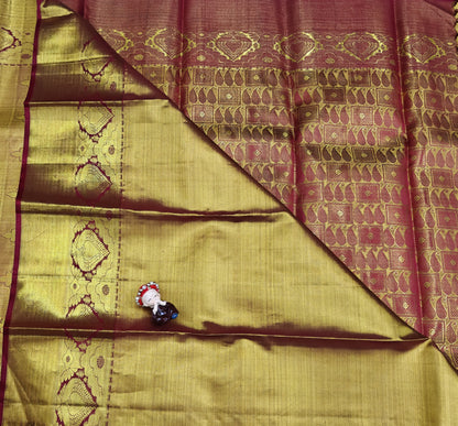 Gold Color Pure Bridal Silk Saree