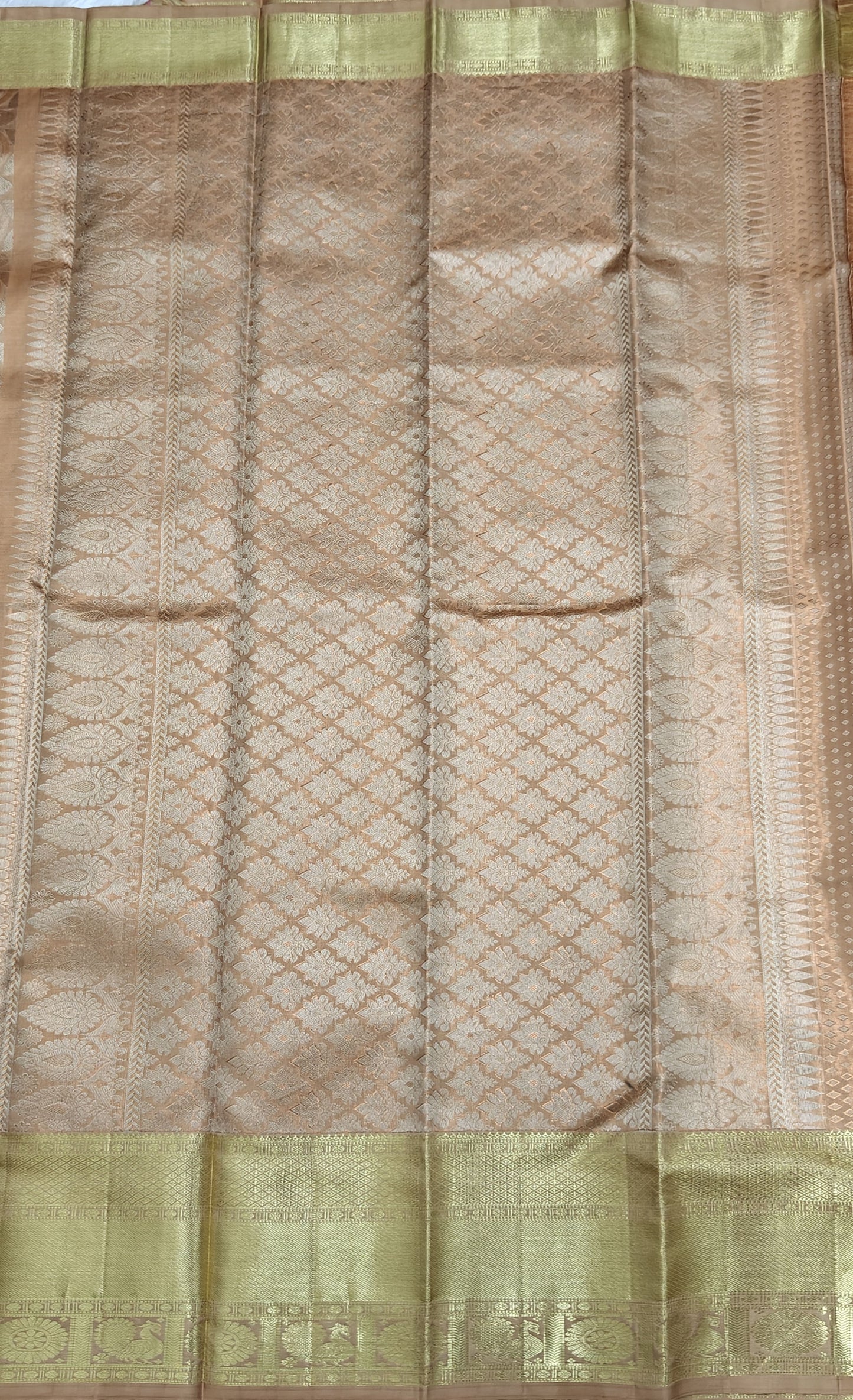 Peach Pure Tissue Silk Saree