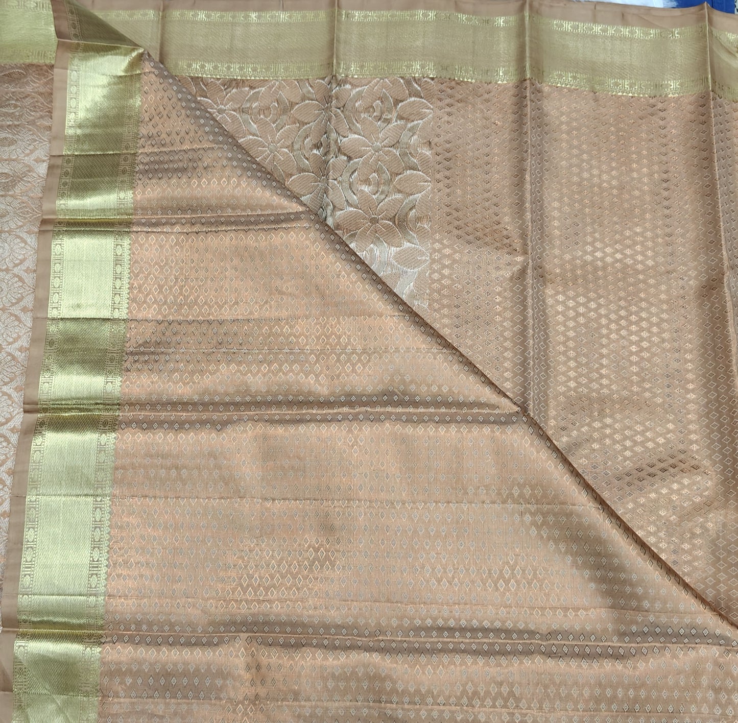 Peach Pure Tissue Silk Saree