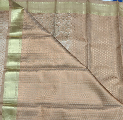 Peach Pure Tissue Silk Saree
