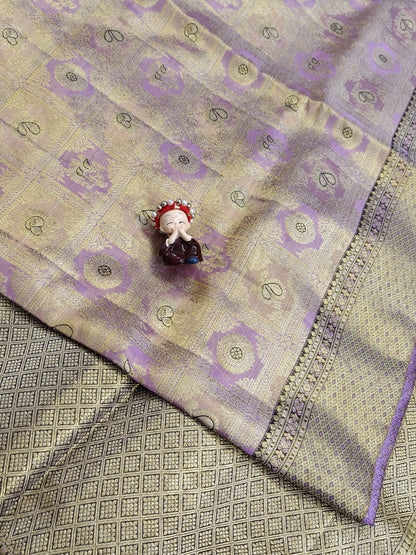 Pink with Gold Pure Tissue Saree
