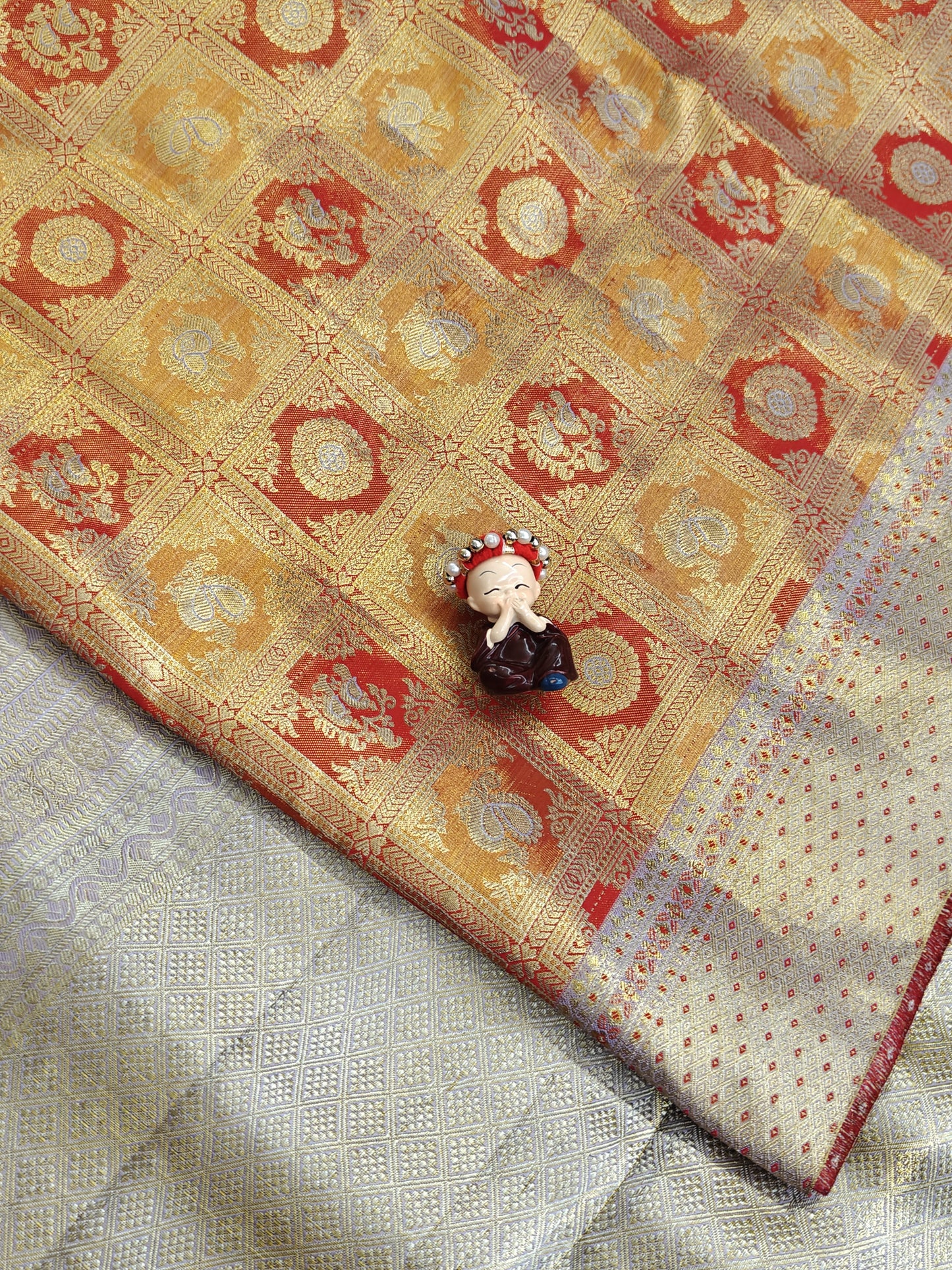 Mustard Orange Pure Tissue Saree