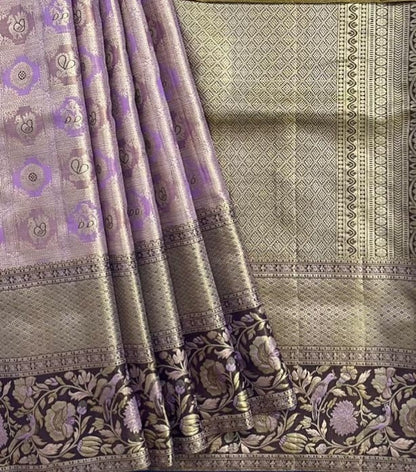 Pink with Gold Pure Tissue Saree