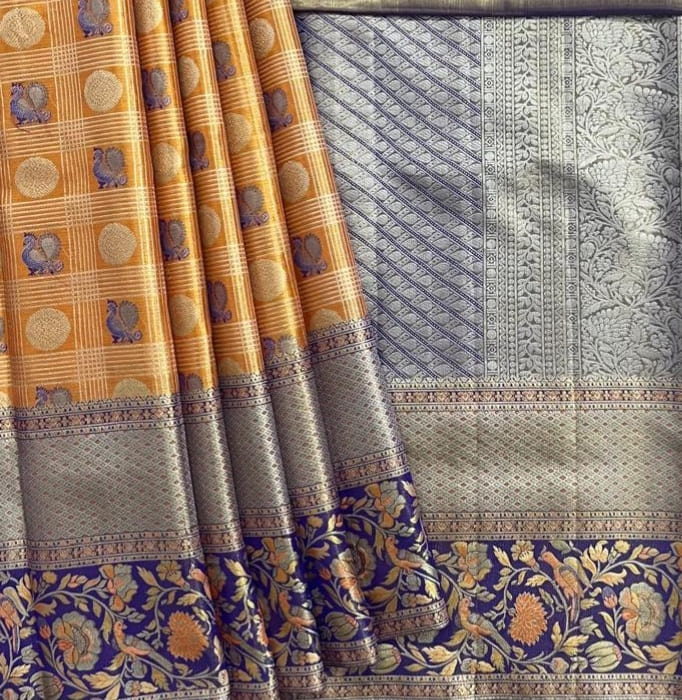 Orange Pure Tissue Saree