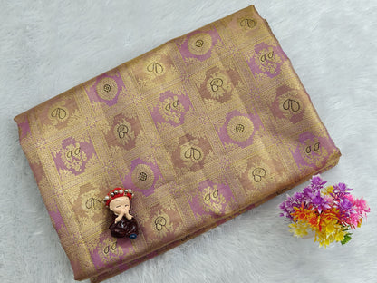 Pink with Gold Pure Tissue Saree