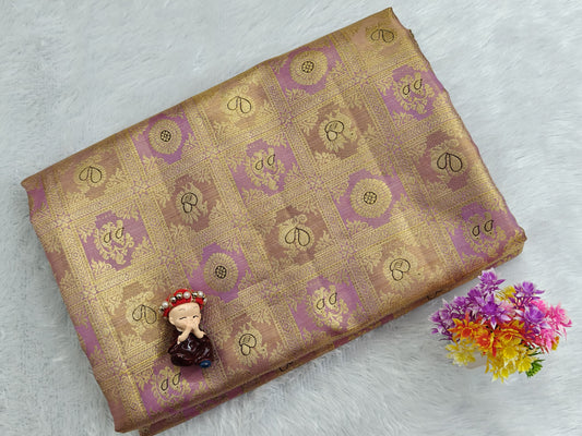 Pink with Gold Pure Tissue Saree