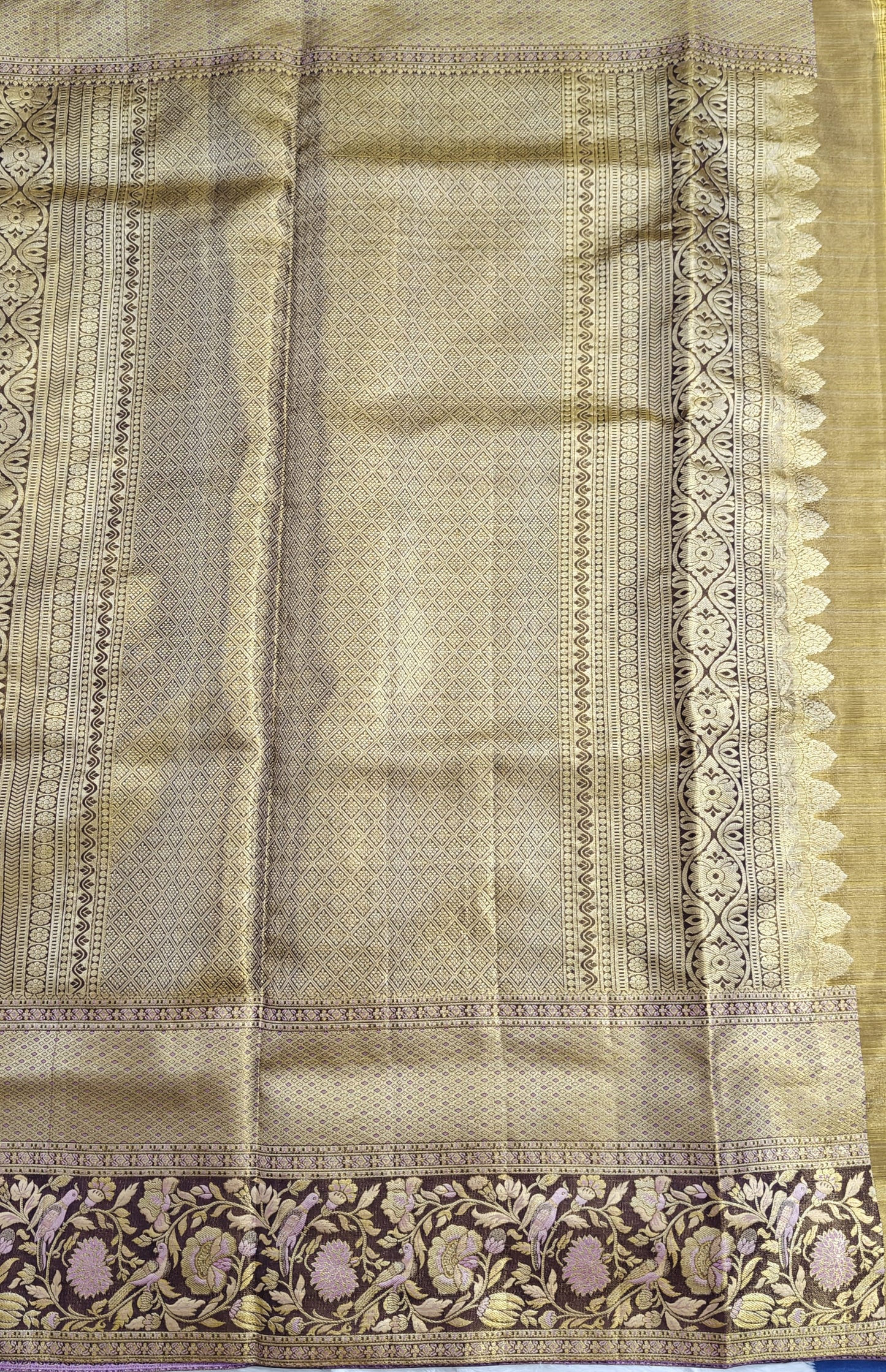 Pink with Gold Pure Tissue Saree