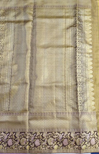 Pink with Gold Pure Tissue Saree