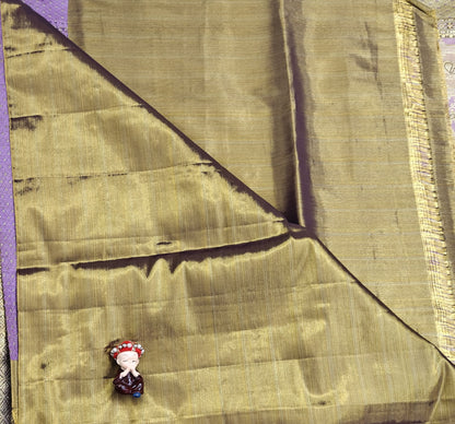 Pink with Gold Pure Tissue Saree