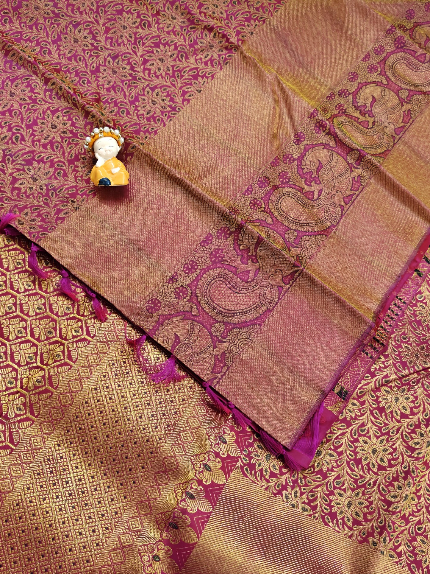 Rani Pink Pure Bridal Silk Saree
