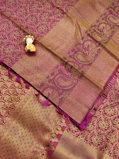 Rani Pink Pure Bridal Silk Saree