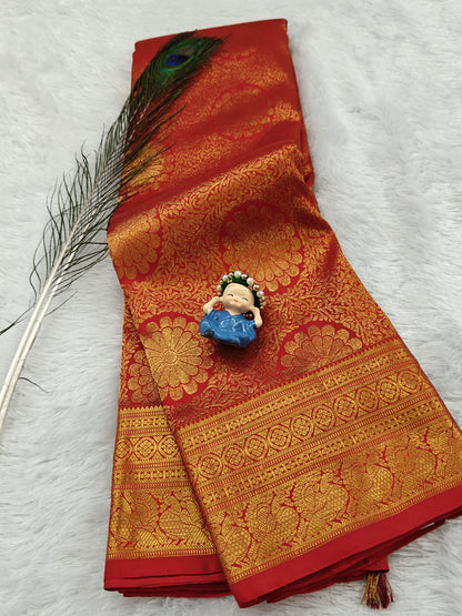 Red Pure Bridal Silk Saree