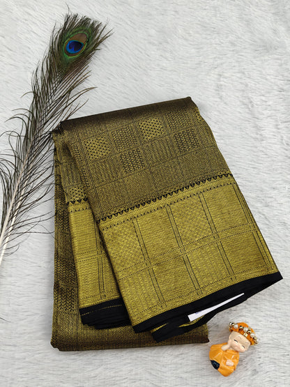 Black & Gold Color Pure Bridal Saree