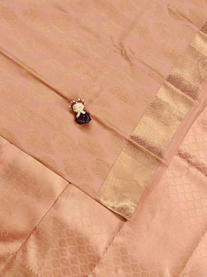 Peach Pure Bridal Silk Saree