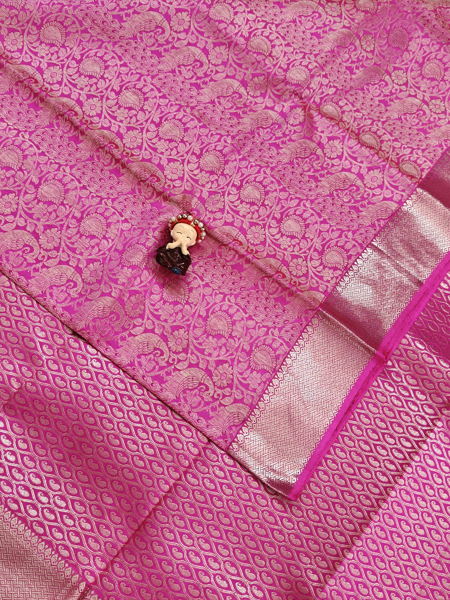 Bright Pink Pure Bridal Silk Saree