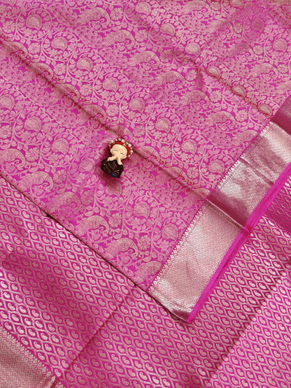 Bright Pink Pure Bridal Silk Saree