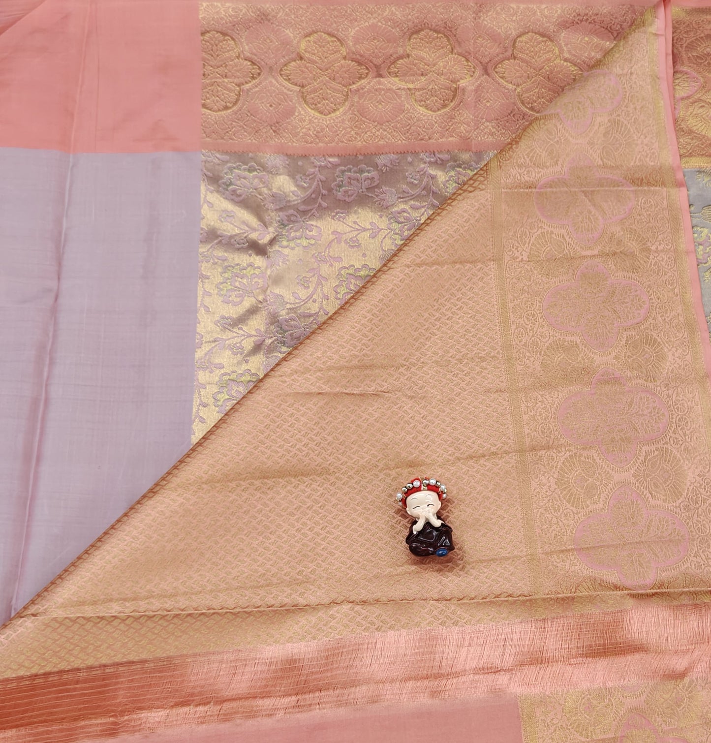 Light Sand Color Pure Bridal Saree with Peach Border
