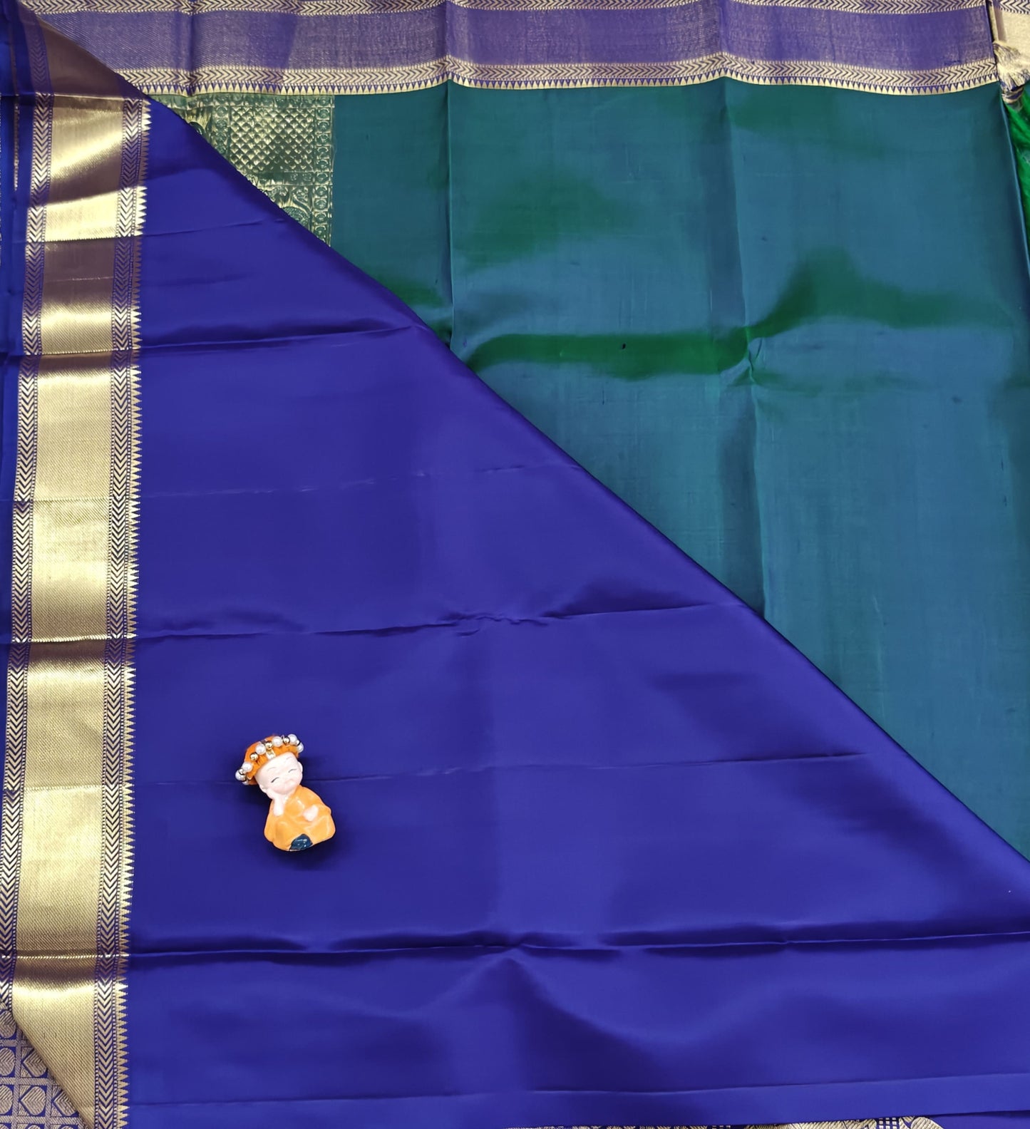 Bottle Green Pure Bridal Saree with Long Border