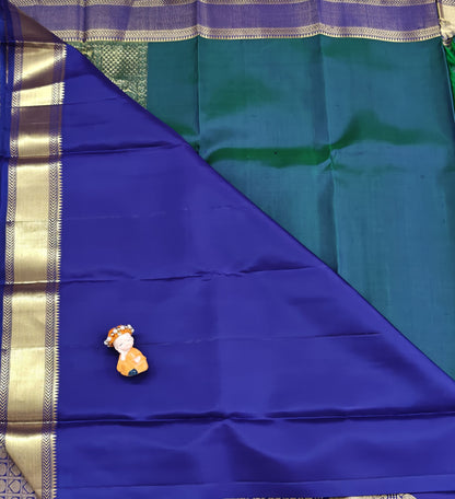 Bottle Green Pure Bridal Saree with Long Border