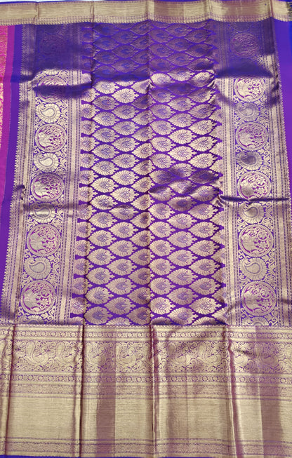 Rani Pink Pure Bridal Saree with Long Border