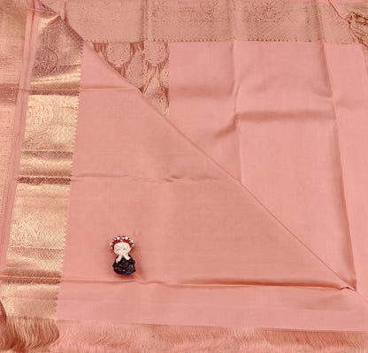 Peach Pure Bridal Silk Saree