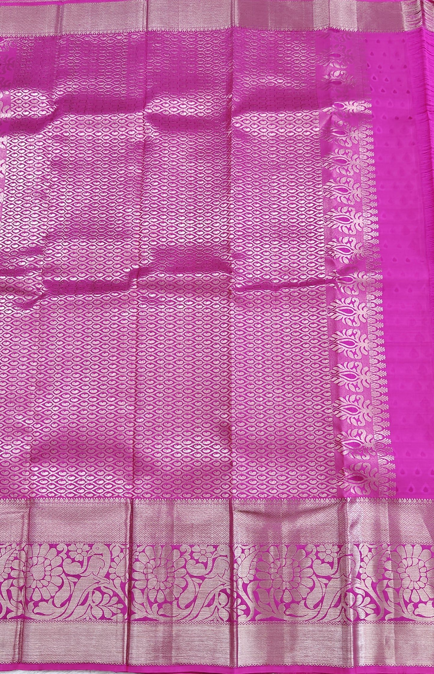 Bright Pink Pure Bridal Silk Saree