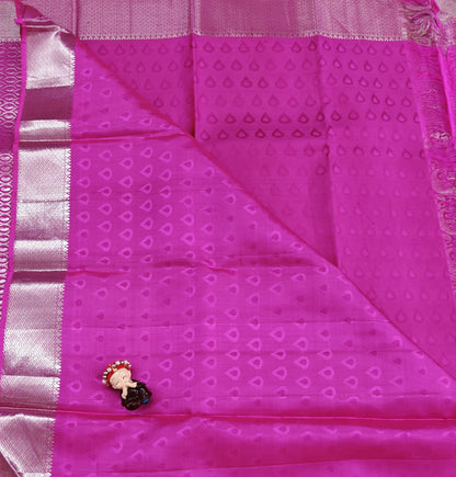 Bright Pink Pure Bridal Silk Saree
