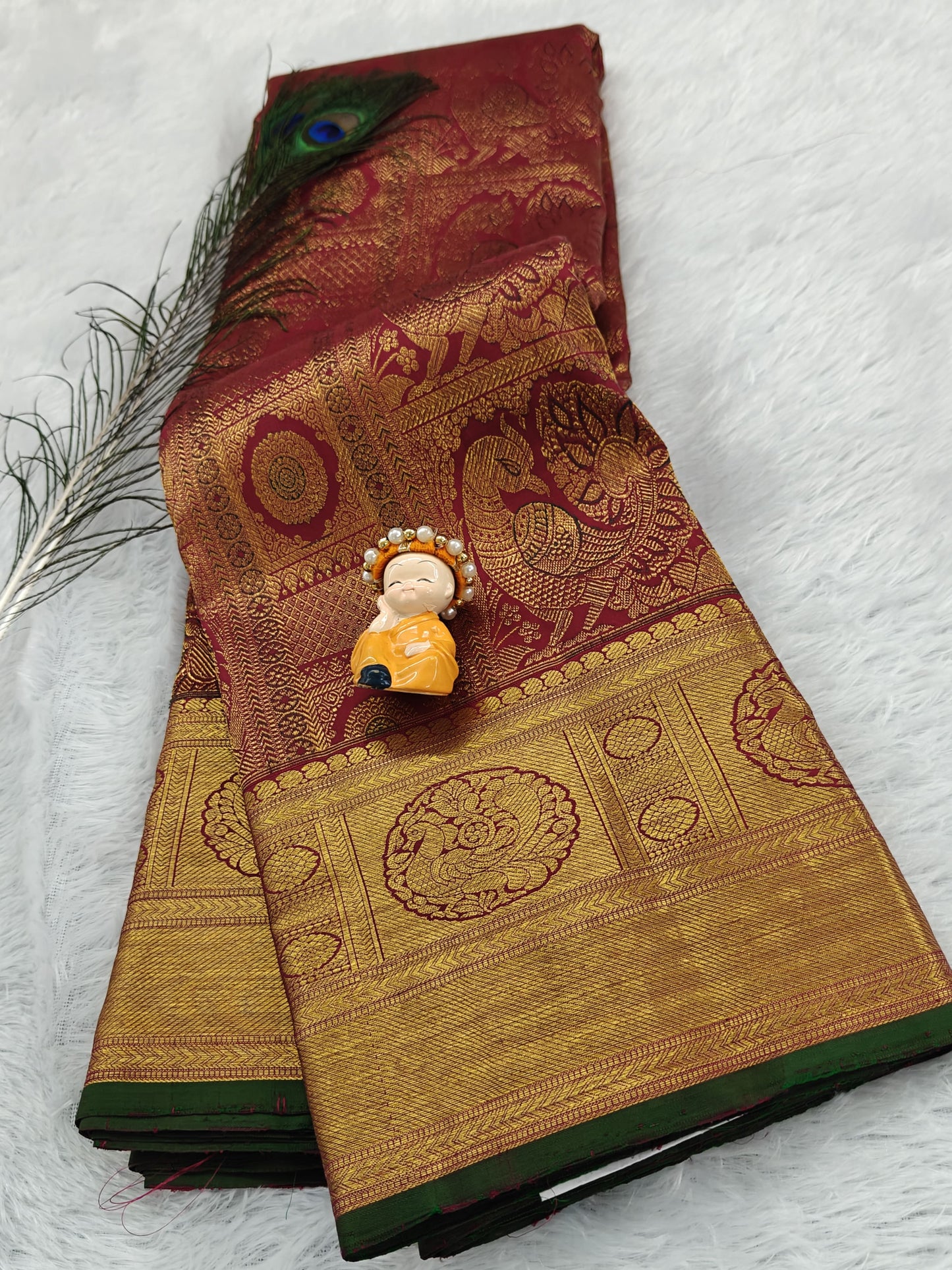 Rani Pink & Gold Coloured Pure Bridal Saree