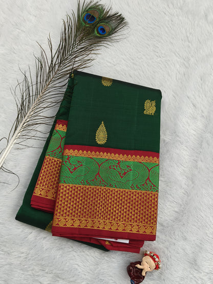 Dark Green Vintage Korvai Saree