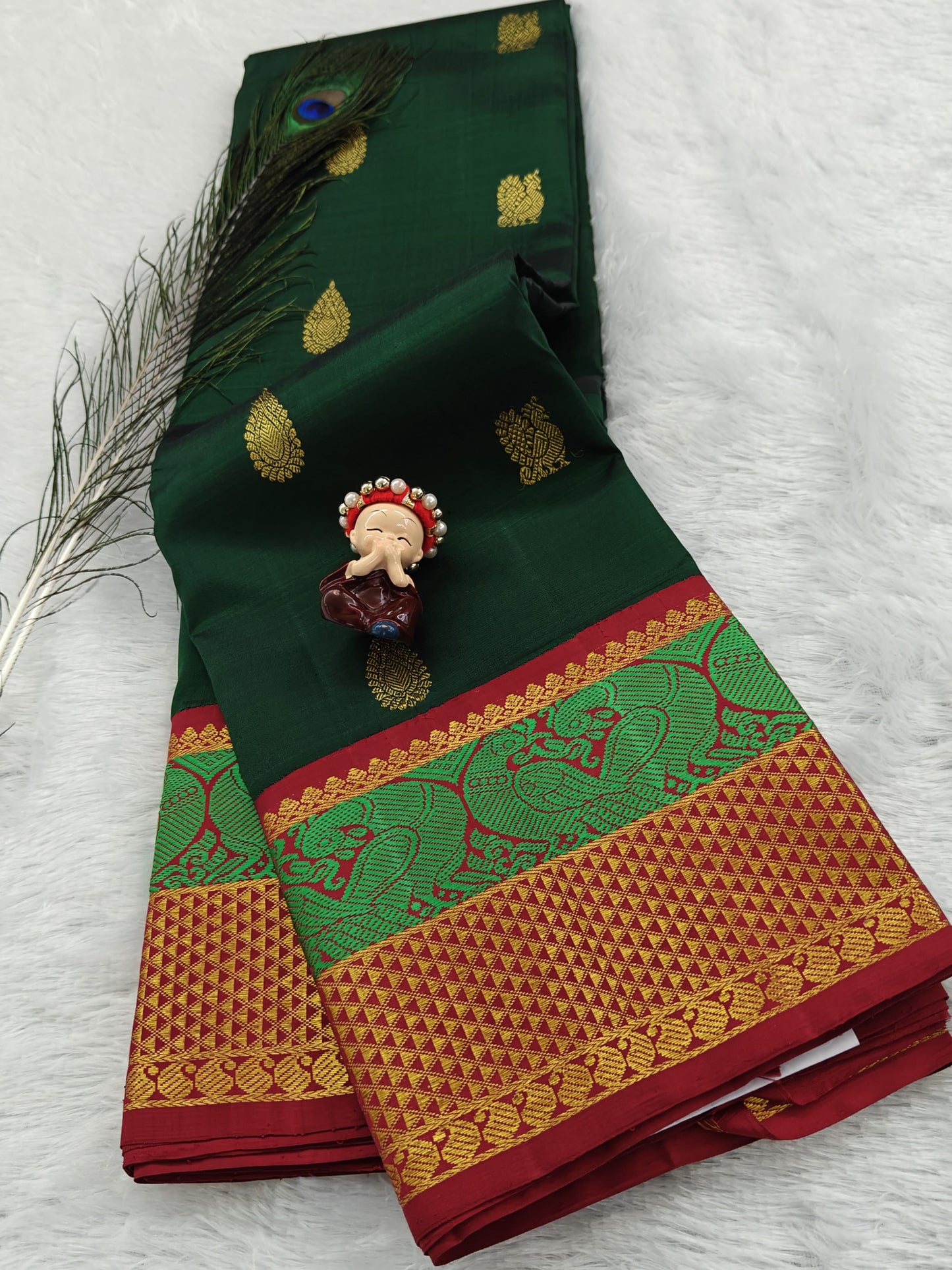 Dark Green Vintage Korvai Saree