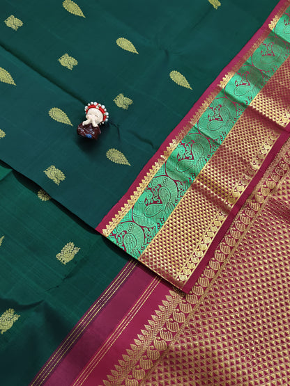 Dark Green Vintage Korvai Saree