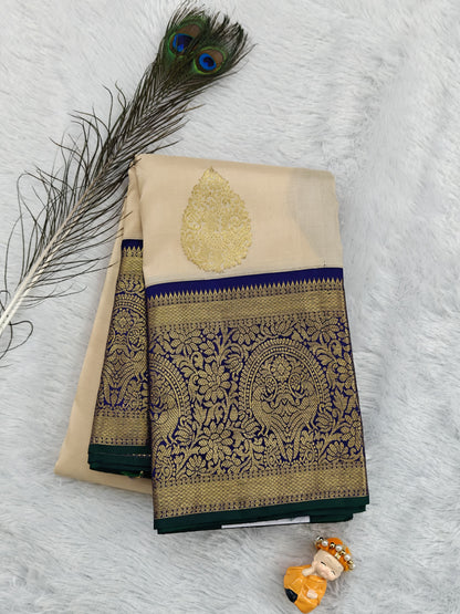 Cream Coloured Vintage Korvai Saree