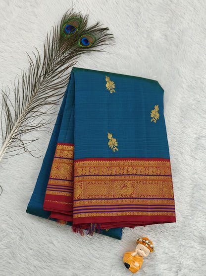 Peacock Blue Vintage Korvai Saree